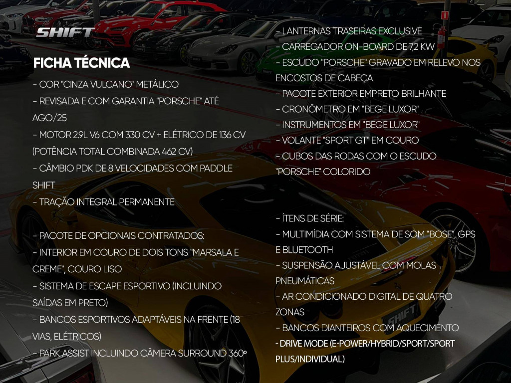 Imagem do veículo PORSCHE PANAMERA 4S 2.9 560CV (HÍBRIDO) 2023
