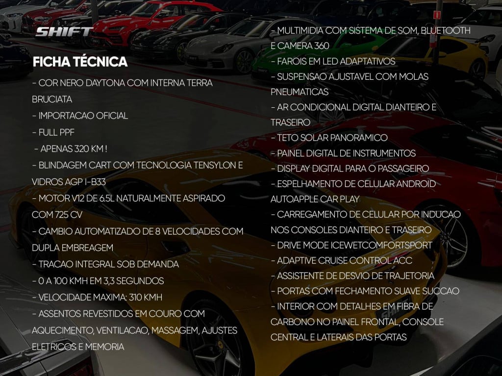 Imagem do veículo FERRARI PUROSANGUE 6.5 V12 725CV 2024