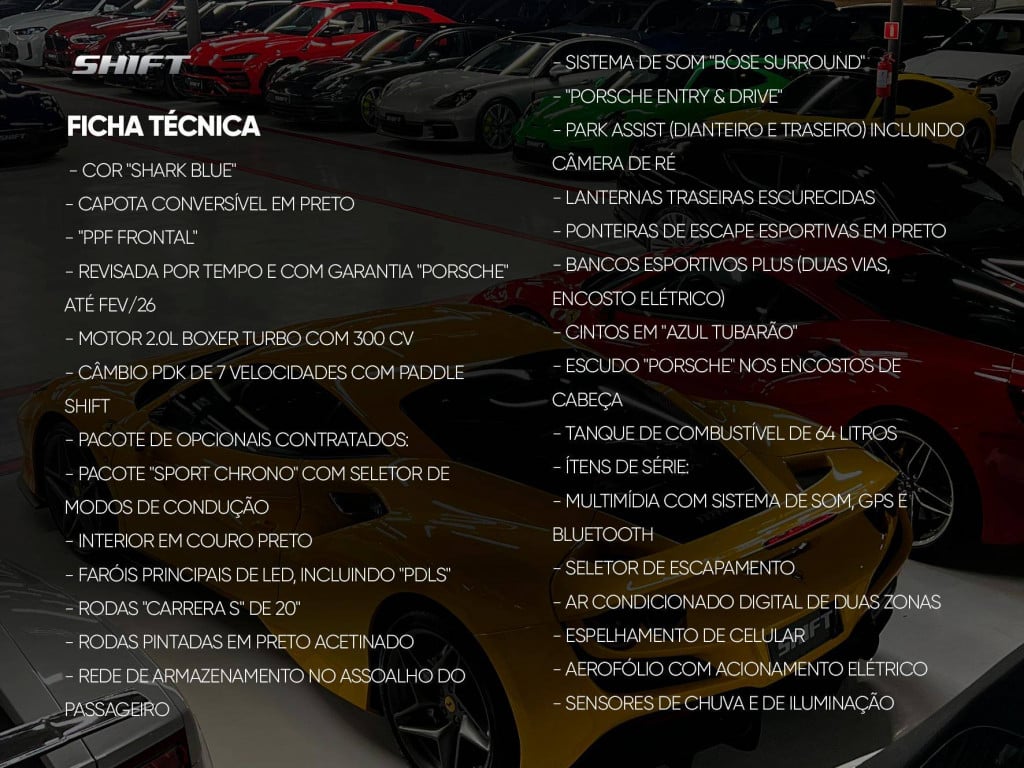 Imagem do veículo PORSCHE 718 BOXSTER 2.0 300CV 2024