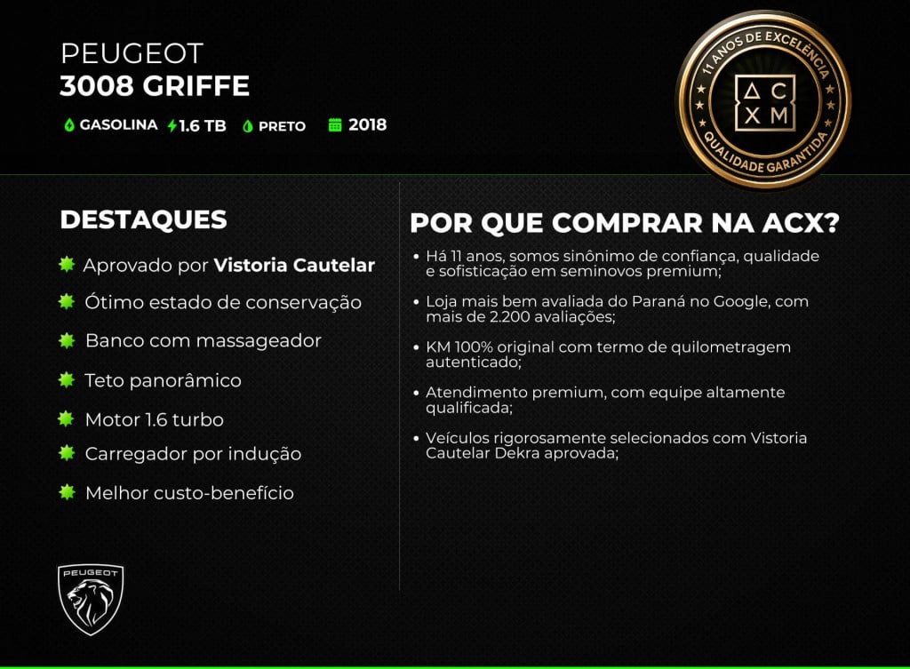 Imagem do veículo PEUGEOT 3008 GRIFFE THP 2018