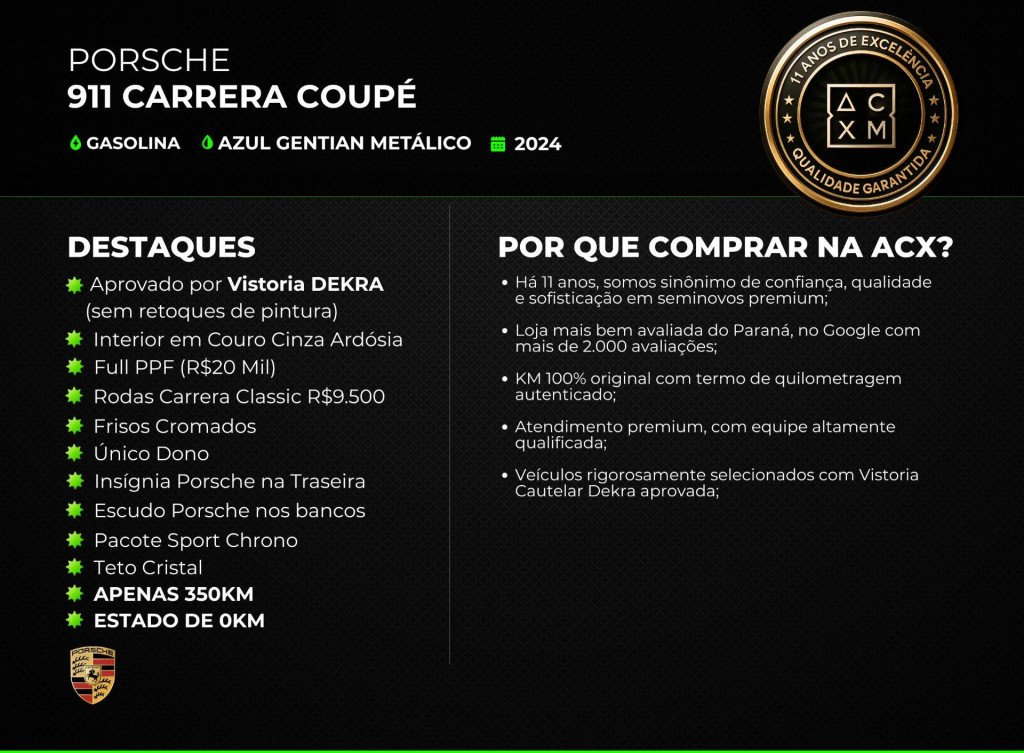 Imagem do veículo PORSCHE 911 CARRERA 2024